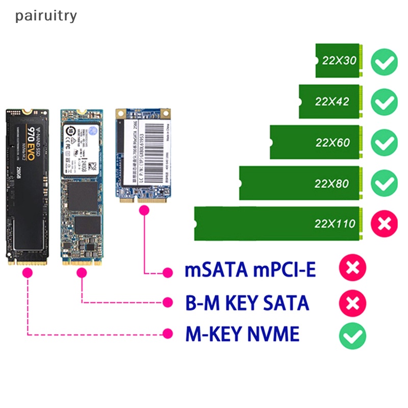 Prt NVMe USB Adapter M.2 NVMe to USB 3.1 SSD Adapter 10Gbps USB3.1 Gen 2rtl9210 Chip Untuk Kunci M2 NVMe 2230 2242 2260 2280 M.2 SSD PRT