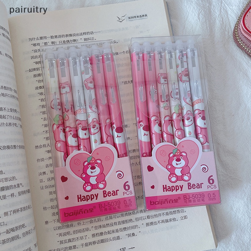 Prt Kartun Anime Press Gel Pen Set Dihapus Bolpen Tinta Hitam Biru Untuk Wrig Lucu Alat Tulis Untuk Perempuan PRT