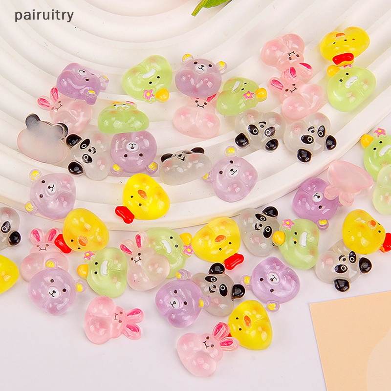 Prt 10PCS Hewan Bercahaya Kartun Resin Ayam Bebek Beruang Ch DIY Hadiah Ornamen PRT