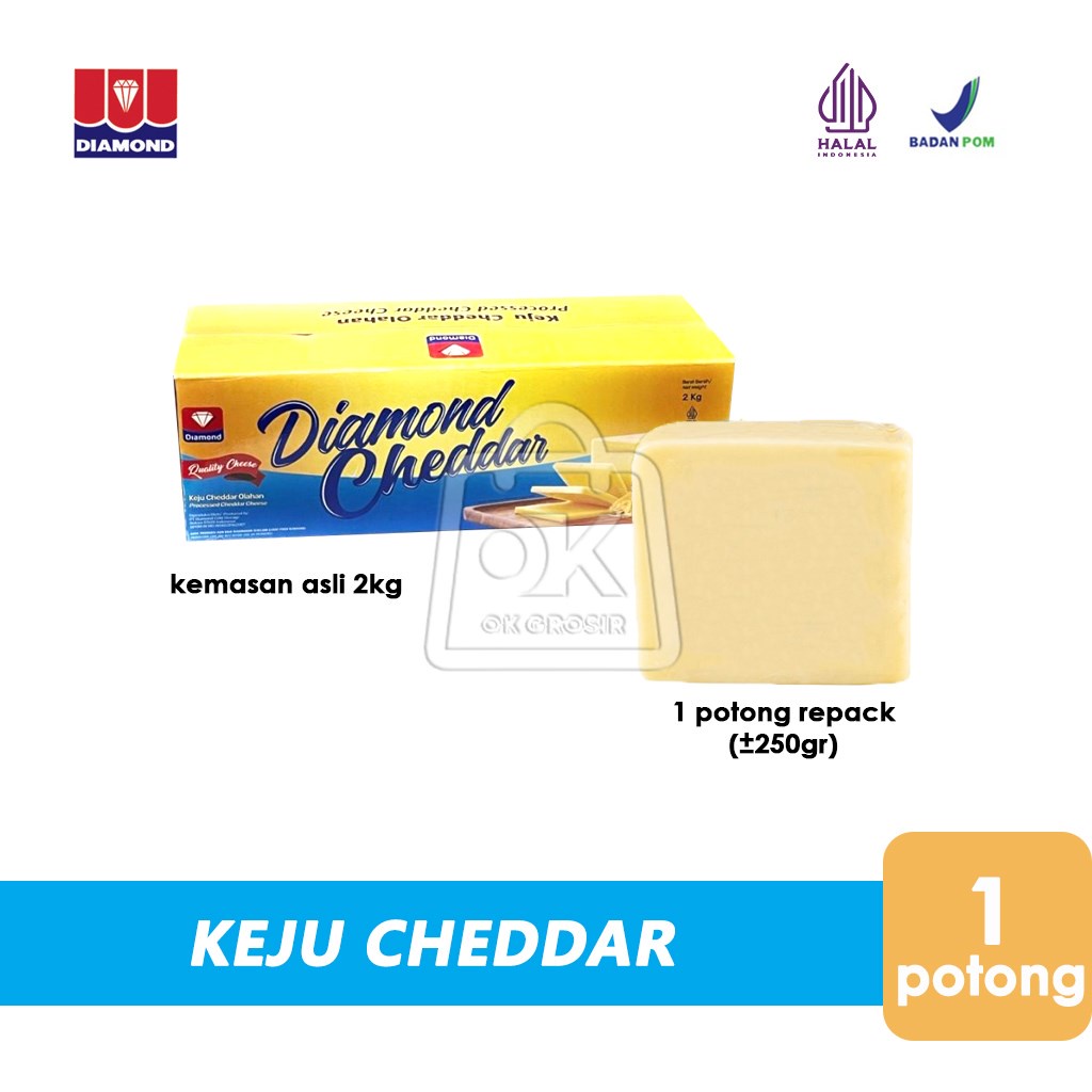 

Keju Cheddar Diamond Cheddar Cheese (Repack 1 Potong)