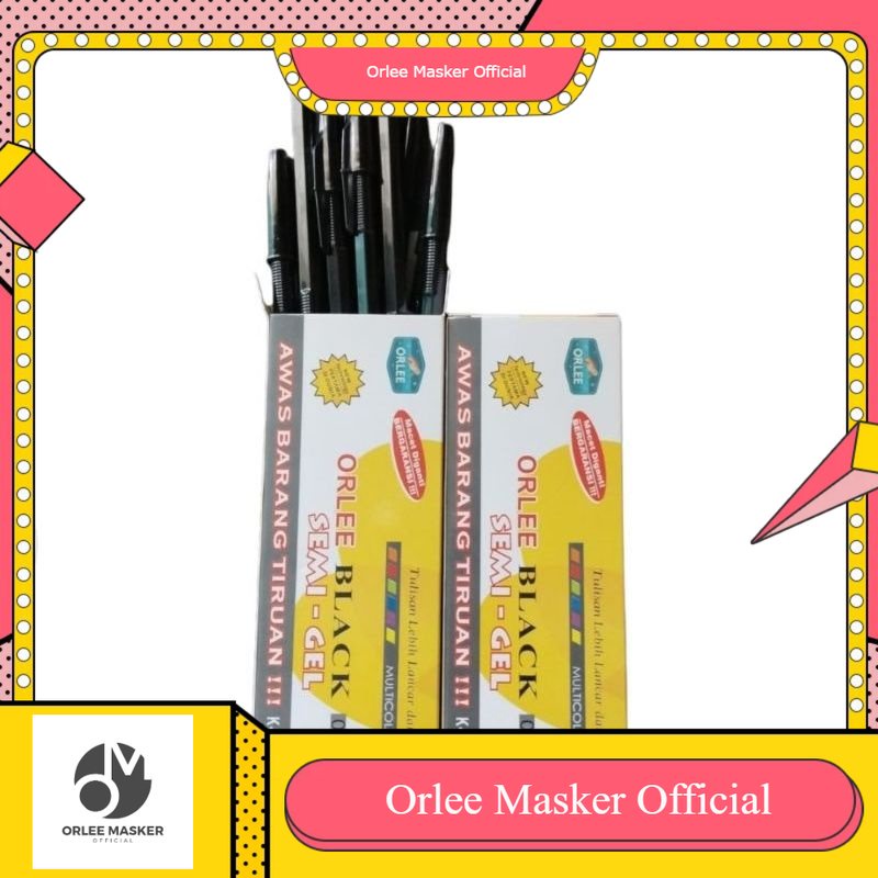 BOLPOIN semi gel orlee hitam 1 lusin (12 pcs), bolpoin hitam / bolpoin standart / pulpen orlee / pulpen c88