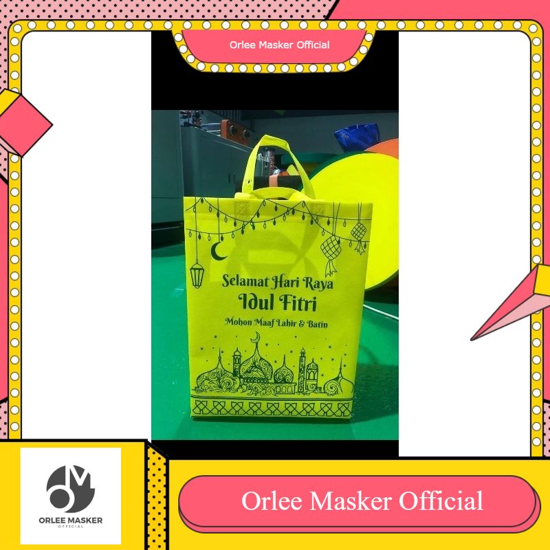 TAS PARSEL GOODIE BAG IDUL FITRI 30X4015CM SANGAT TEBAL 80GSM berdiri untuk sovenir sablon 2 sisi