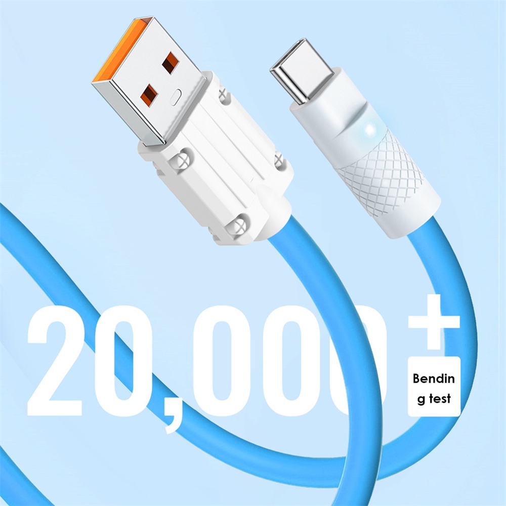 2.4a Type-C Kabel Data Silikon Cair Super Fast Charging Transmisi Data Android Kabel Data Lampu Kabel Cas Untuk IOS