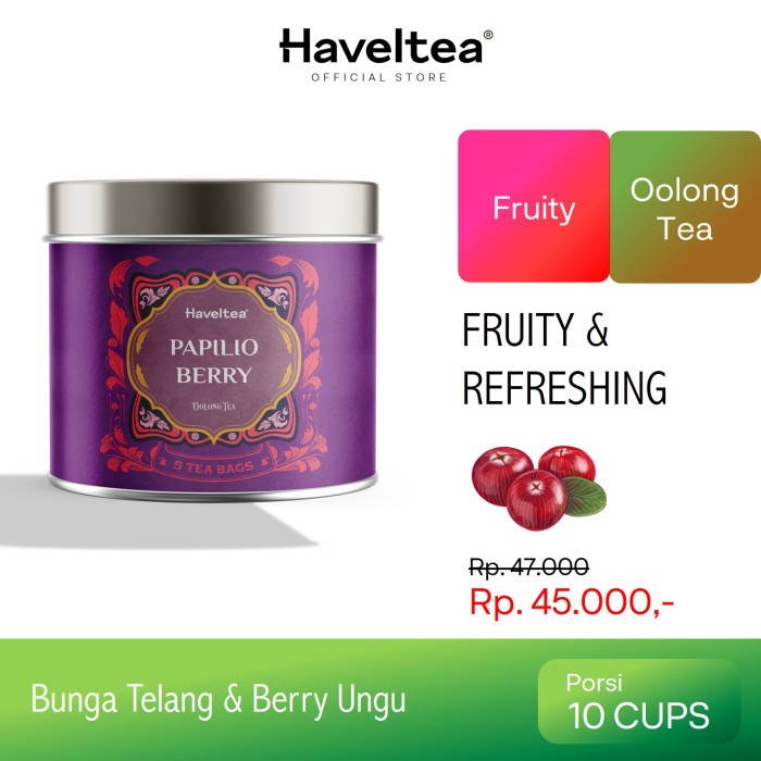 

N.E.W PAPILIO BERRY | Mini Tin | Haveltea | Fruit Tea | Berries Blackcurrant - 5 Eco Tea Bags