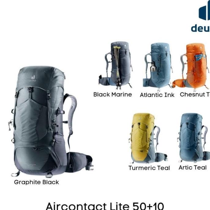 Tas Carrier Deuter Aircontact Lite 50+10 Trekking Backpack New Logo