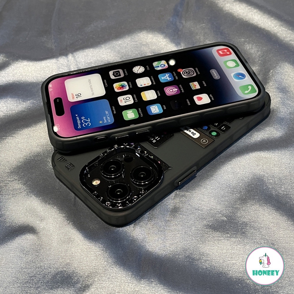 IPHONE Fashion Plating Kreatif Keyboard Ponsel case Untuk Iphone12 case iphone11 12 13 14 Pro Max Logam Kamera Perlindungan Hybrid Phone Cover