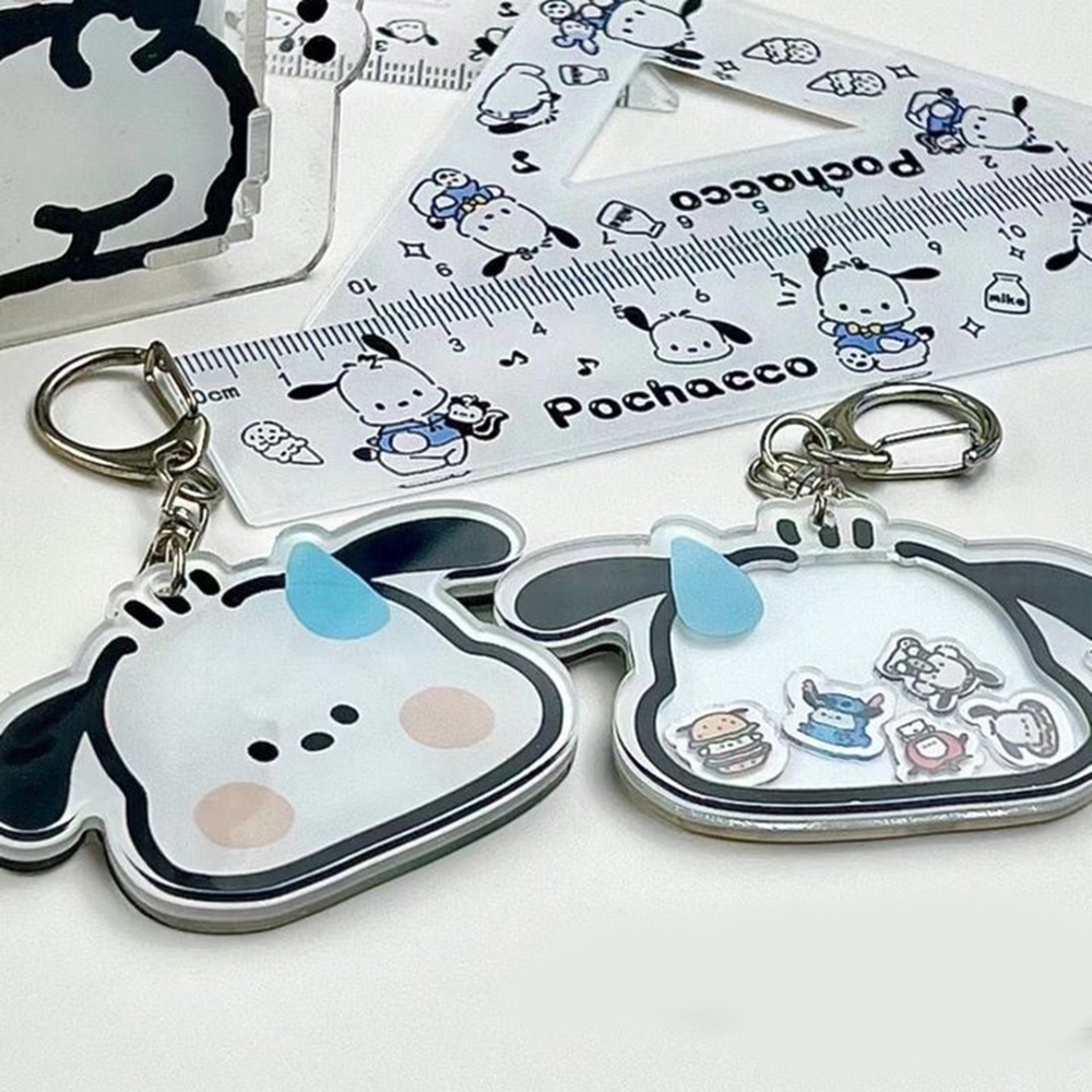 Lucu Goyang Pacha Dog Key Ring Berkeringat Anjing Peliharaan Gantungan Kunci Akrilik Tas Siswa Alat Tulis Tas Dekorasi Liontin