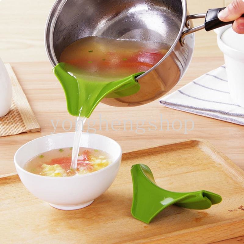 Kreatif Silicone Liquid Funnel Jars Pot Bowl Edge Anti Tumpah Cairan Panduan Gadget Silicone Drainage Funnels Pour Spout Untuk Peralatan Dapur Sup