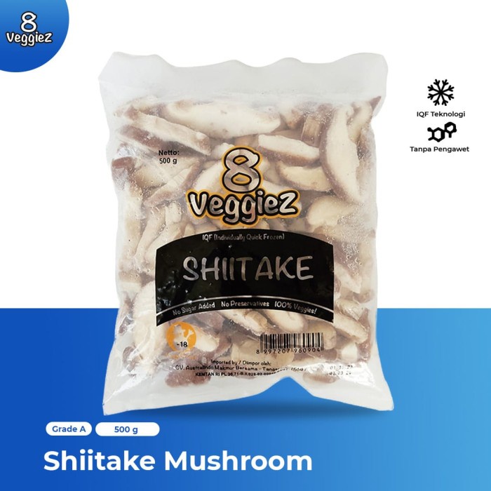 

8 Veggiez IQF Shitake Mushroom 500 gram / Jamur Shitake Beku IQF 500 gram