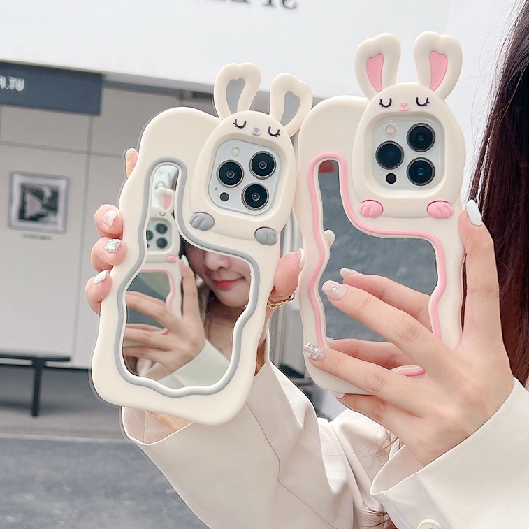 Stereoscopic Cartoon Rabbit Bunny Silicone Soft Case for IPhone 6S 7 8 Plus X XR Max iPhone 11 12 13 14 Pro Max Cute TPU Phone CASE Cute Pretty Girl's Fashion