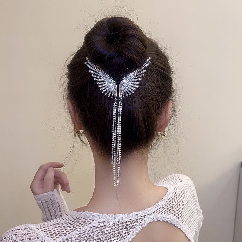 Geometris Sayap Malaikat Mutiara Rambut Rings/ Imitasi Rumbai Pil Kepala Ponytail Gesper/ Lady Rhinestones Aksesoris Klip Rambut