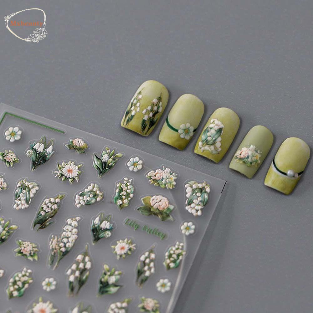 Mxbeauty Stiker Kuku Bunga Warna-Warni DIY Nail Art Rose Self Adhesive Dekorasi Kuku