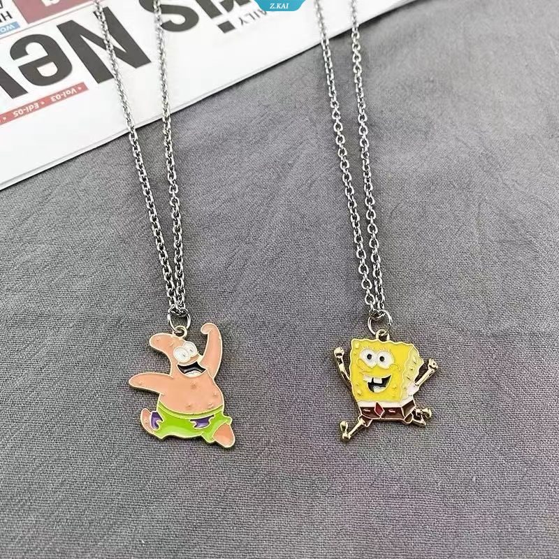 Kawaii Spongebobed Patrick Star Kartun Lucu Alloy Puzzle Kalung Hip Hop Liontin Anime Mainan Mewah Untuk Hadiah Ulang Tahun Anak Perempuan [ZK]