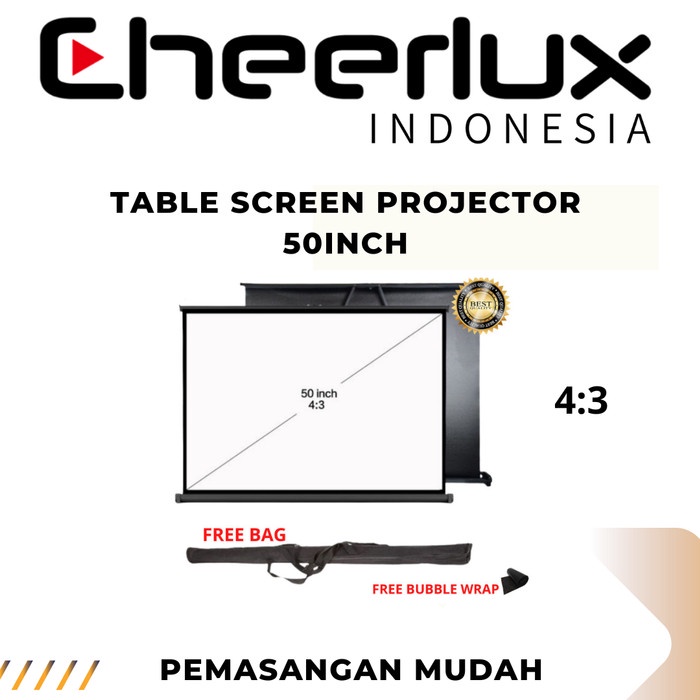Layar Proyektor Lipat 50 Inch | Table Screen Projector 50" Portable - 50 Inch 4:3