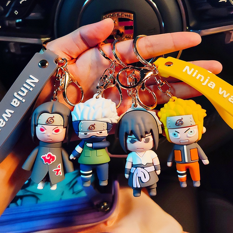 3d Kartun Anime Naruto Silikon Liontin Gantungan Kunci Dengan Tali Pendek Anti Hilang Mobil Rumah Gantungan Kunci Tas Ponsel Case Bluetooth Earphone Cover Charms Liontin Hadiah Untuk Pria Wanita