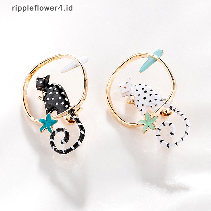 {rippleflower4.id} Fashion Enamel Kartun Setg Kucing Bros Pin Perhiasan Tas Dekorasi Hiasan Hadiah~