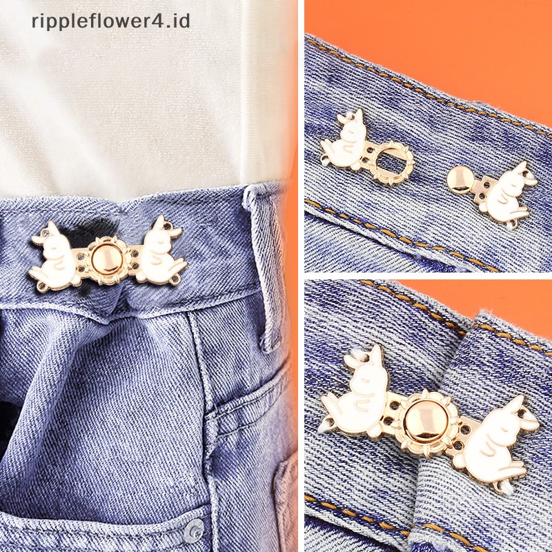 {rippleflower4.id} Jeans Pinggang Gesper Penutup Pinggang Mengencangkan Pinggang Kancing Dilepas Pin Logam Klip Pinggang Yang Dapat Disesuaikan Hiasan Pinggang Kancing Rok Jeans Aksesoris Pakaian~