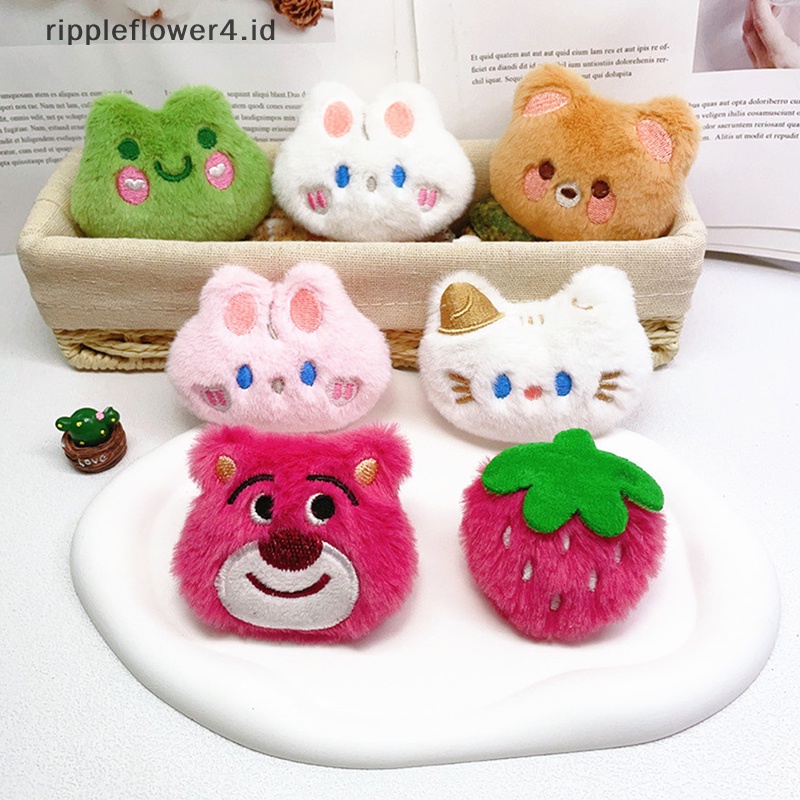 {rippleflower4.id} Kartun Lucu Boneka Plush Strange Strawberry Bear Bros Fashion Wanita Dan Anak-Anak Alas Kaki Aksesoris Pakaian~