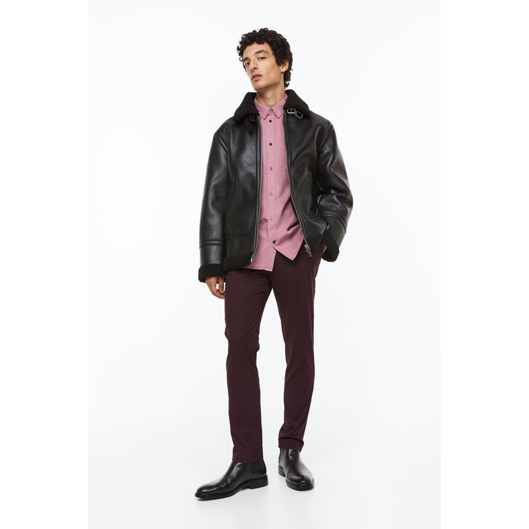 H&amp;M Celana Panjang Pria Skinny Fit Formal Kasual Maroon ORIGINAL