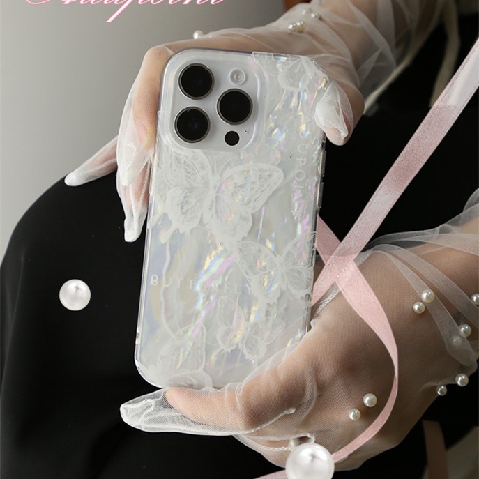 Ins Gaya Cocok Untuk iPhone 14 Pro Max Casing Ponsel iPhone Motif Kupu-Kupu Ganda Kompatibel Dengan Iphone13 13pro 13prm iPhone 11 11pro 14plus 12Pro Max Casing Ponsel TPU Tahan Guncangan