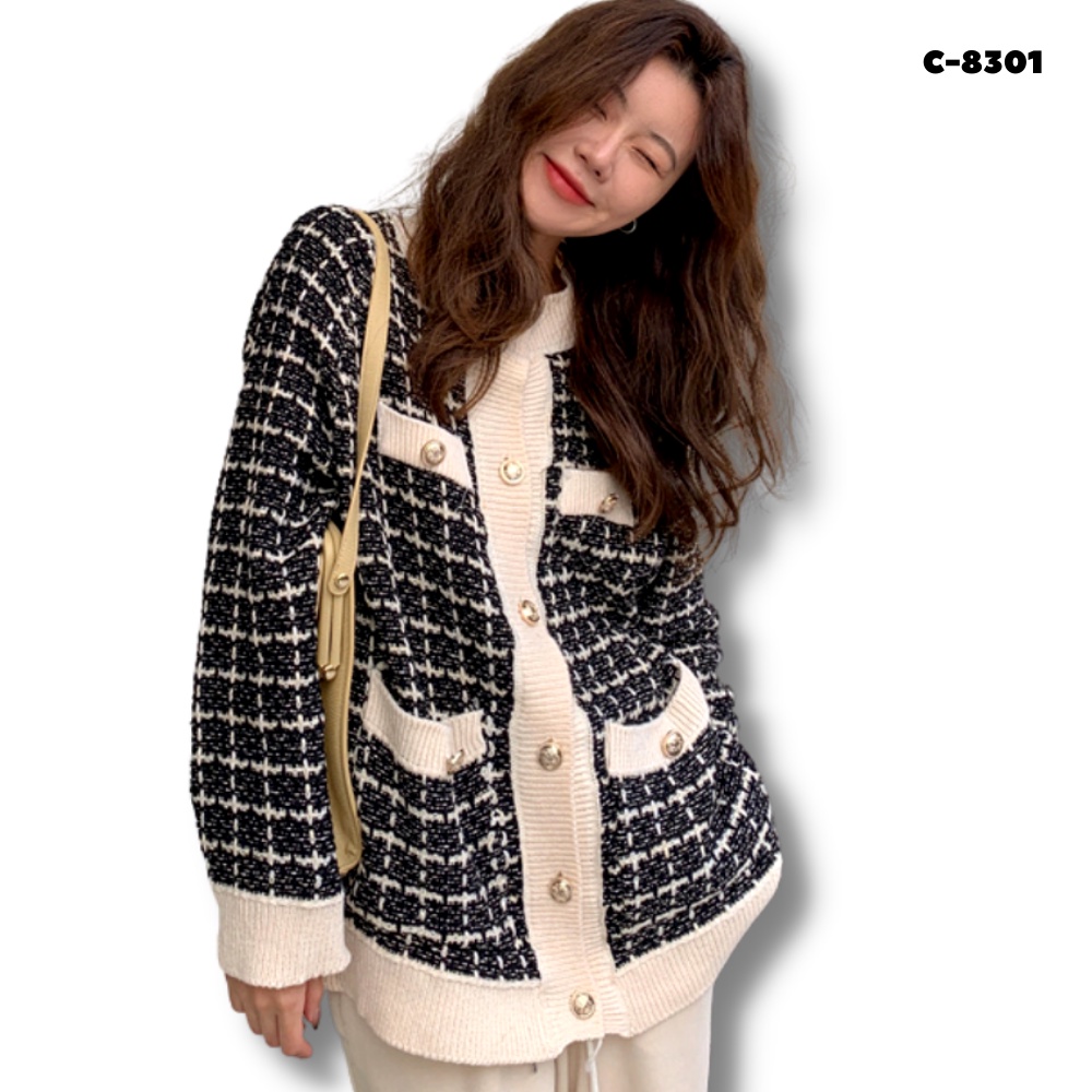 IMPORT Kardigan Wanita Korea Panjang Estetik Premium Rajut (C-8301)