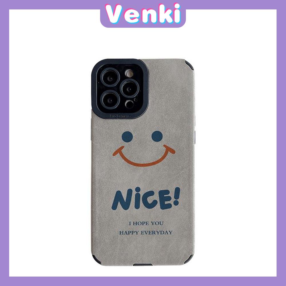 VENKI - Untuk iPhone 11 Case Kulit Kulit Murid Mata Suede Ponsel Case Lembut Shockproof Airbag Case Pelindung Kamera Senyum Lucu Bagus Kompatibel dengan iPhone 14 13 Pro max 12 xr xs 7