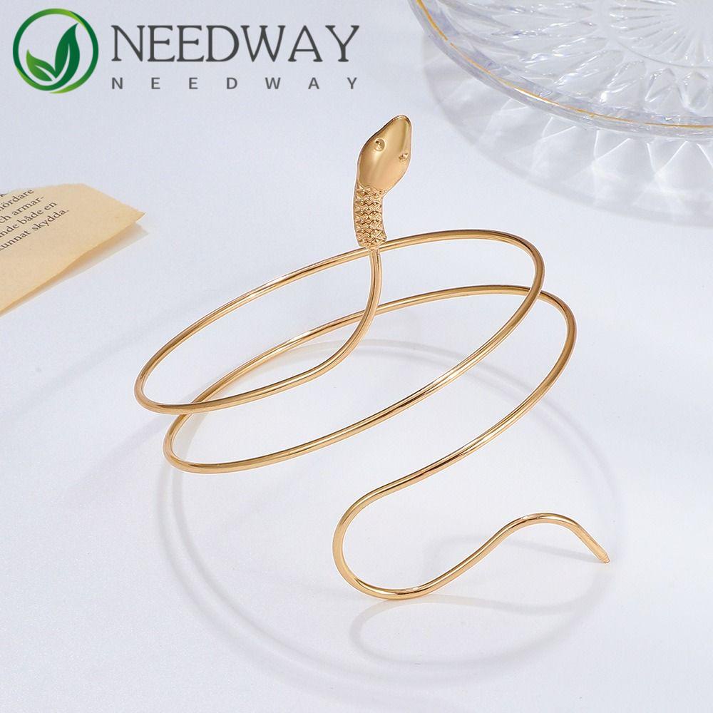 Needway   Wanita Armlet Kepribadian Sederhana Trendi Ular Lilit Punk Gadis Hadiah Gadis Bangle