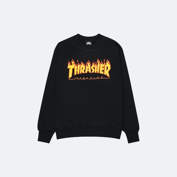 Thrasherr Flame Black Crewneck