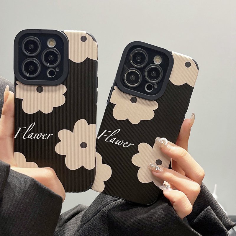 All New Pretty Black Art Flower Soft Case IPhone 7 Plus 8 Plus X XS XR XS Max 11 13 12 14 PRO Max 14 Plus SE Phone Case Girl Girl Women' Fashion Phone Case