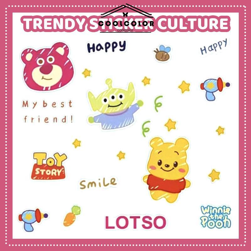 COD❤️Stiker Kartun Winnie the Pooh Toy Story Stiker Tahan Air PVC Bening Untuk Ponsel Dan Tablet- cl