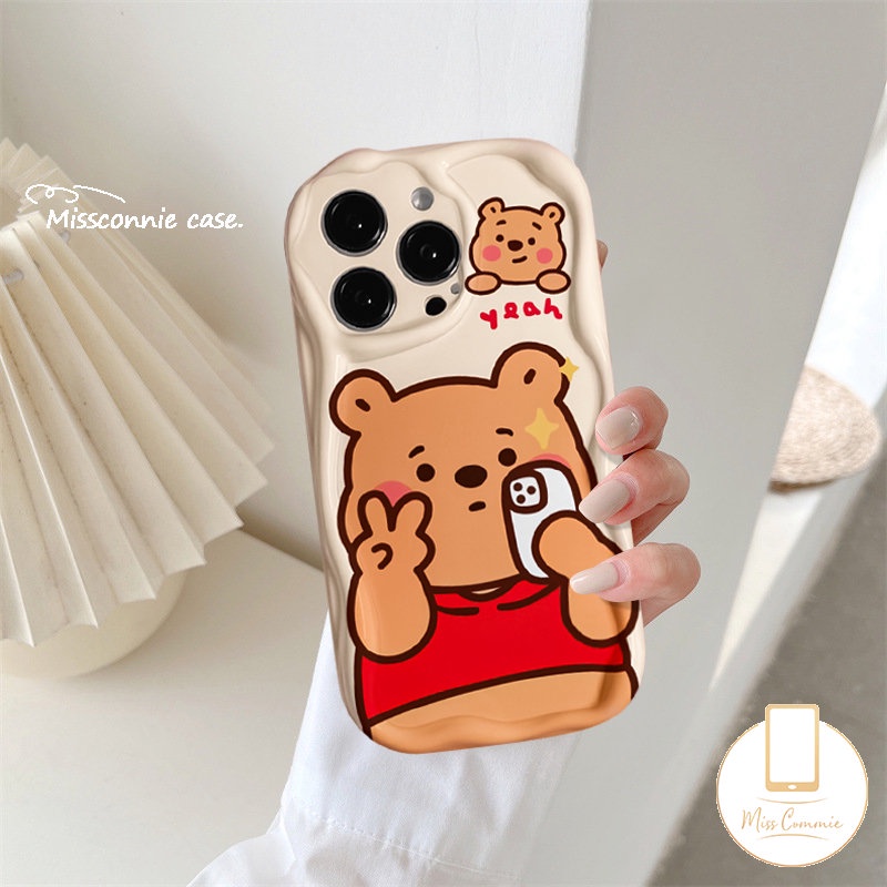 Untuk Realme C35 C55 C25Y C21 C53 C17 C31 5 7i 6i 9i 5i 5s C21Y C20A C25s C30 C11 C15 C3 C20 C12 C25 C33 C3 Cute Winnie The Pooh Bear Crayon Shin-chan Lembut 3D Wavy Curved Edge Sarung