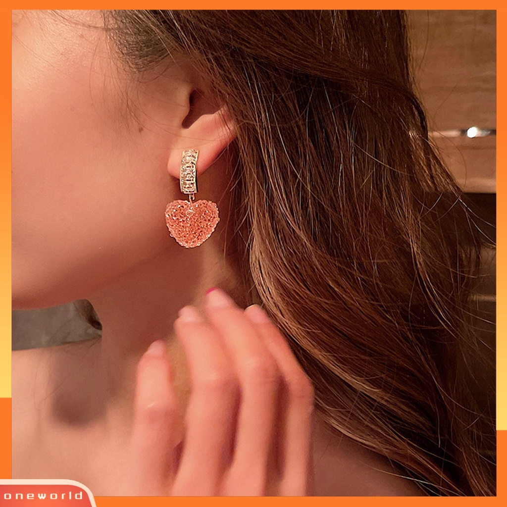 [WOD] 1pasang Anting Menjuntai Temperamen Mengkilap Elegan Geometris Berkilau Dekorasi Cubic Zirconia Wanita Cinta Hati Liontin Drop Earrings Perhiasan Untuk Perjamuan