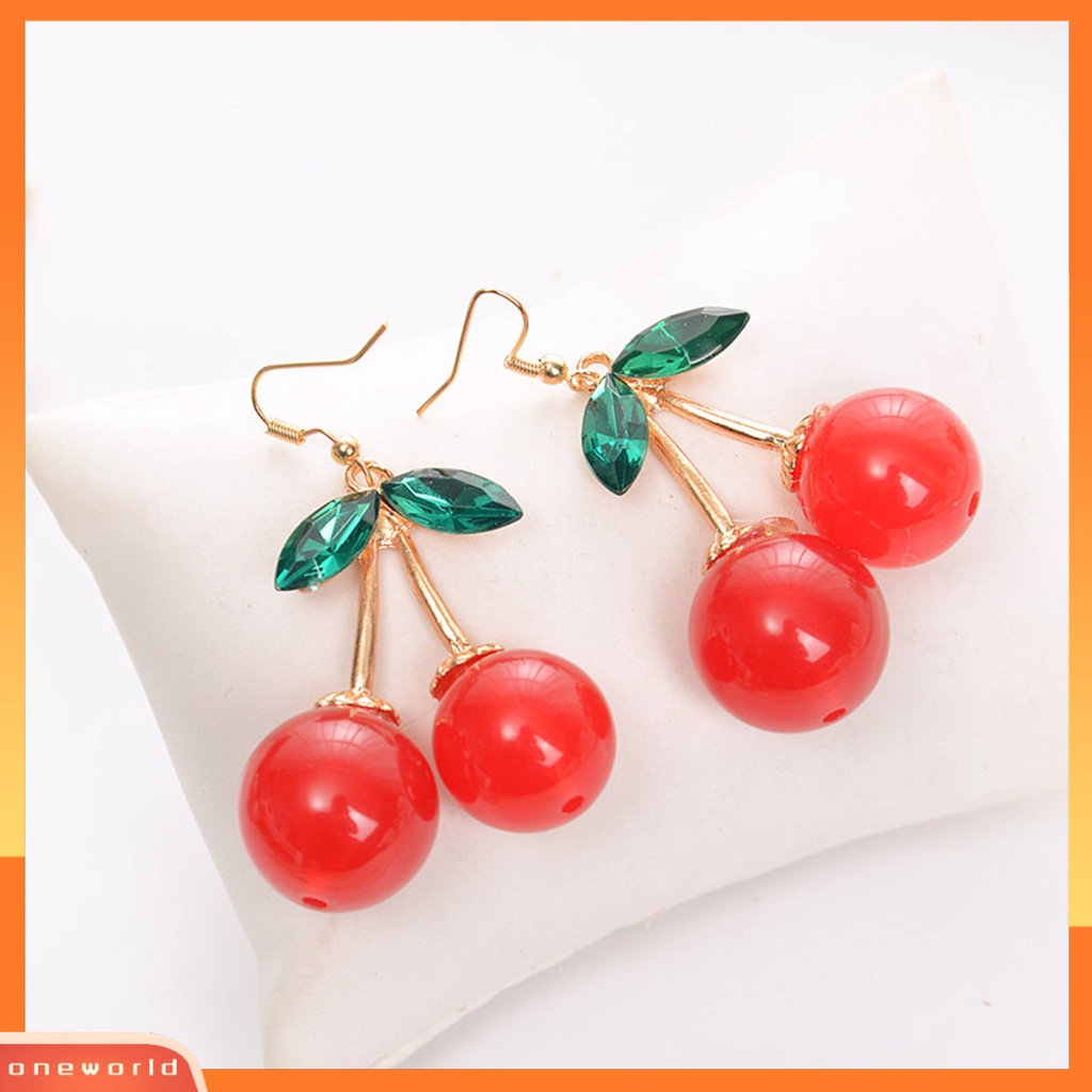 [WOD] 1pasang Anting Kait Perhiasan Cherry Daun Anting Menjuntai Berkilau Tahan Lama Untuk Pakaian Sehari-Hari