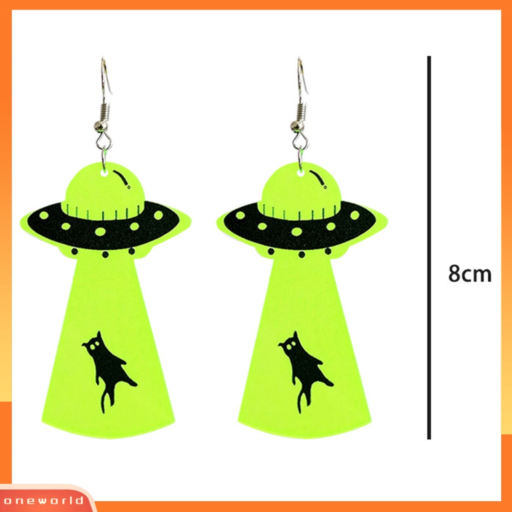 [WOD] 1pasang Anting Halloween Neon Meriah Geometris Pesta Halloween Tengkorak Mengerikan UFO Penyihir Drop Anting Berdandan Perhiasan Hadiah Untuk Festival Hantu