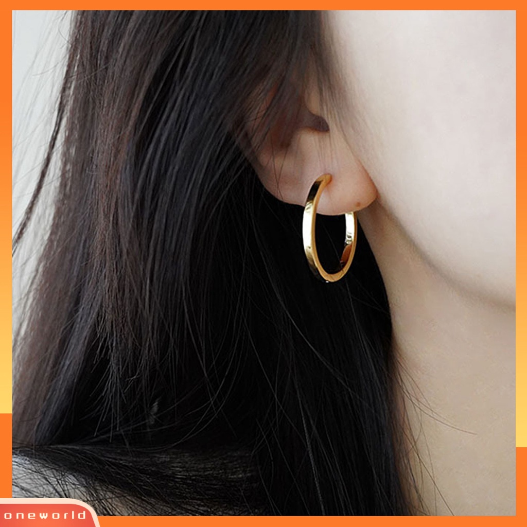 [WOD] 1pasang Wanita Anting Hoop Bulat Permukaan Halus Perhiasan Indah Fashion Penampilan Lingkaran Anting-Anting Perhiasan Aksesoris