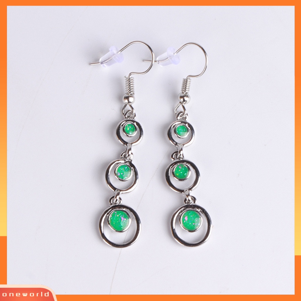 [WOD] 1pasang Anting Wanita Panjang Simetris Bulat Hoop Eye-catching Menjuntai Earrings Untuk Prom