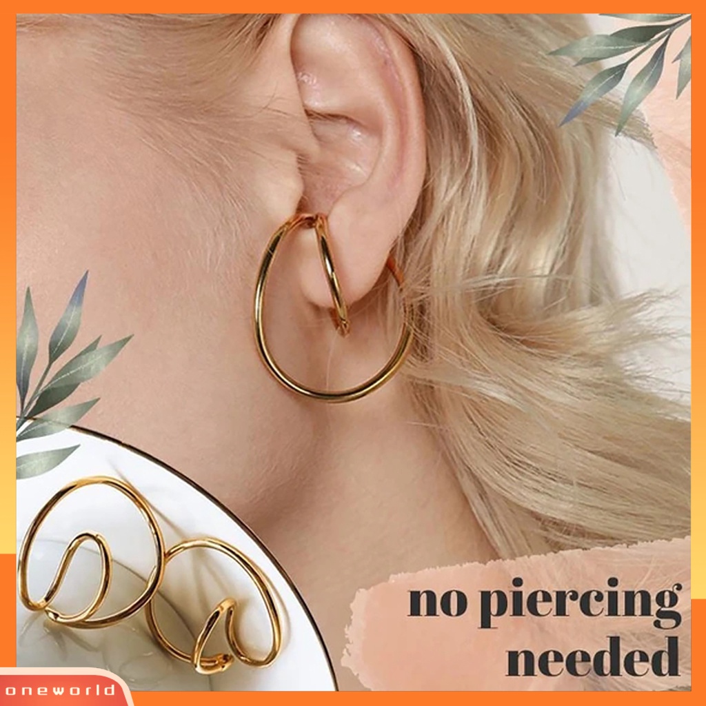 [WOD] Wanita Retro Anting Telinga Keren Klip Stud Pesta Pernikahan Perhiasan Aksesori Hadiah