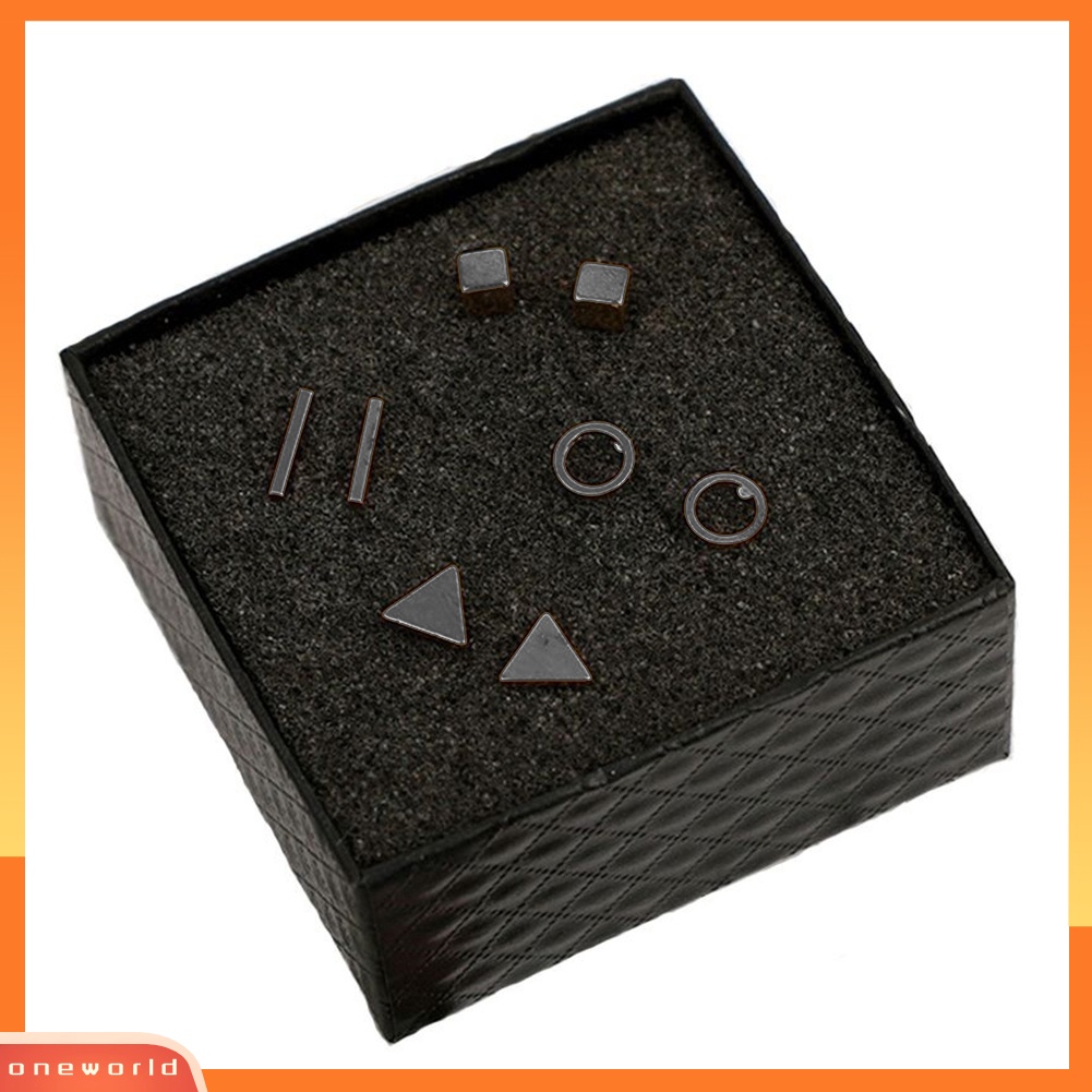 [WOD] 4pasang Sederhana Persegi Bulat Segitiga Bar Telinga Studs Set Wanita Geometri Anting