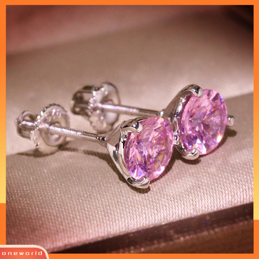 [WOD] 1pasang Fashion Elegan Bulat Berlian Imitasi Wanita Segitiga Ear Stud Earring Hadiah