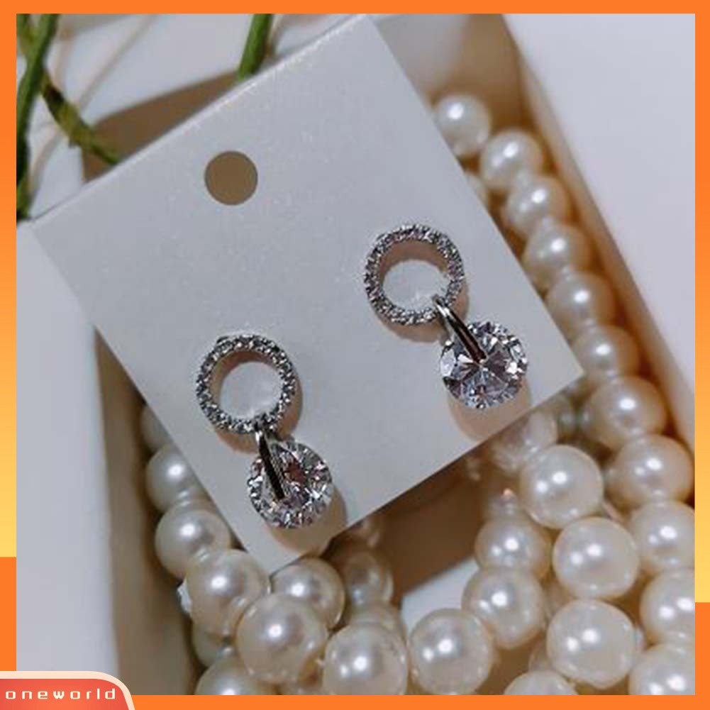 [WOD] Fashion Wanita Berongga Lingkaran Berlian Imitasi Hias Pesona Stud Anting Perhiasan Hadiah