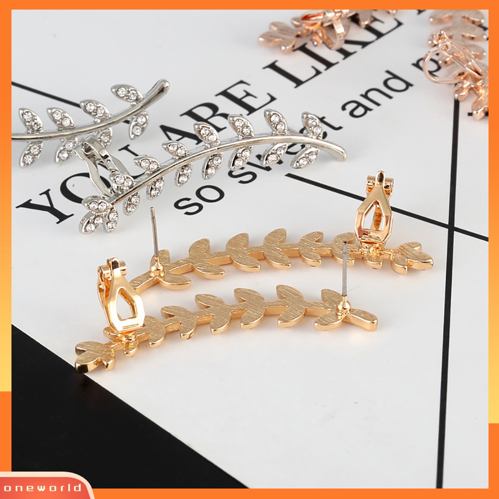 [WOD] Lady Mode Cabang Berlian Imitasi Pesona Stud Anting Perhiasan Pernikahan Ear Jacket