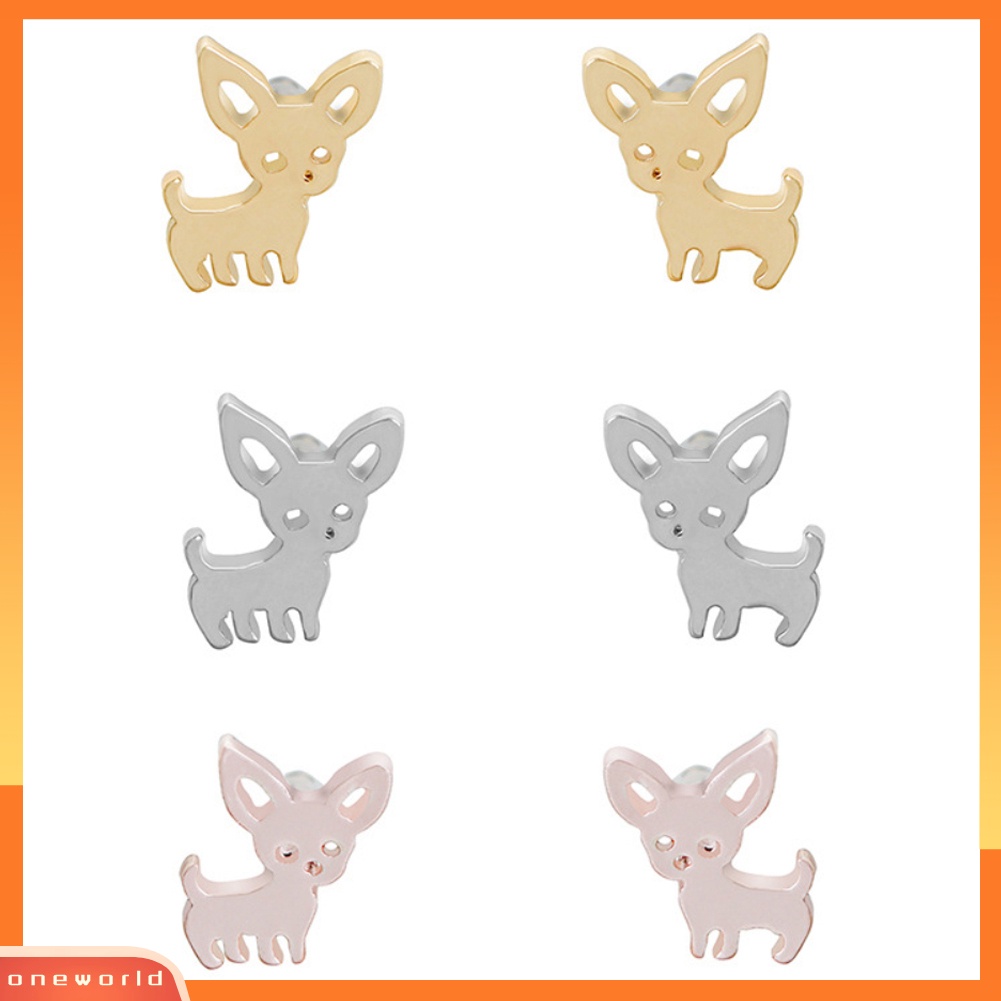 [WOD] Fashion Wanita Chihuahua Anting Pejantan Telinga Anjing Lucu Studs Piercing Perhiasan Hadiah