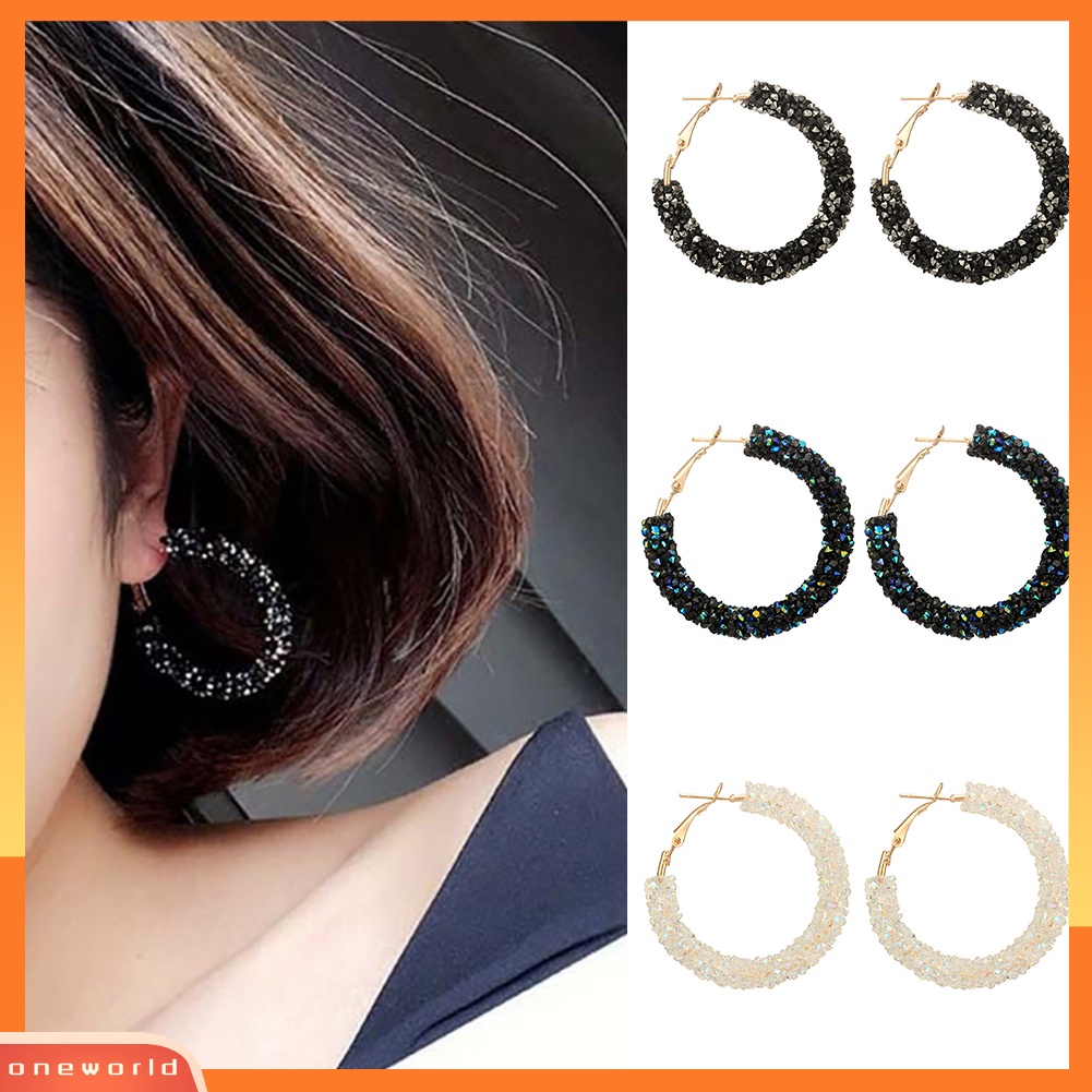 [WOD] Lady Elegan Bulat Lingkaran Hoop Anting Perhiasan Pernikahan Pesta Cocktail Hadiah