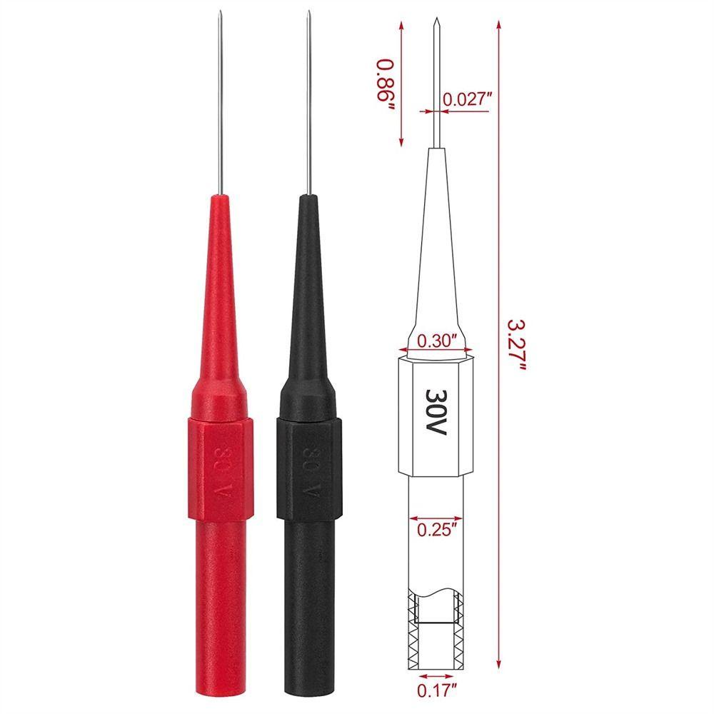 Populer 10pcs Multimeter Test Probe Pin Kembali Probe Kit Stainless Steel Non-Destruktif Isolasi Tindik Jarum