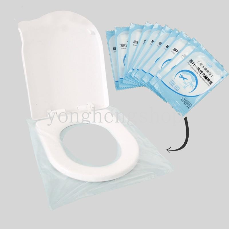 10pcs/set Plastik Sekali Pakai Toilet Mat Cushion Travel Portable Antibakteri Toilet Seat Cover Aksesoris Kamar Mandi Paket Mandiri