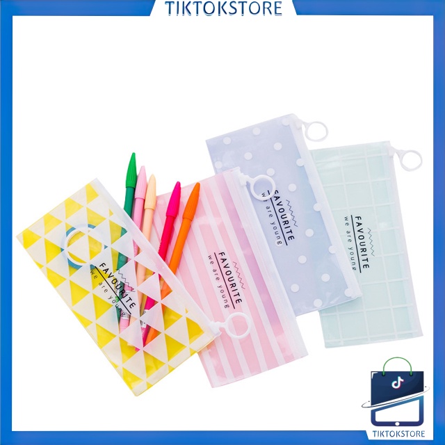 TIKTOK - D2023 Tempat Pensil Motif / Tempat Pensil Import / Tempat Pensil Zipper Transparan S656 / Tempat Kosmetik Zip / Zipper Bag / Zipper Bag Motif