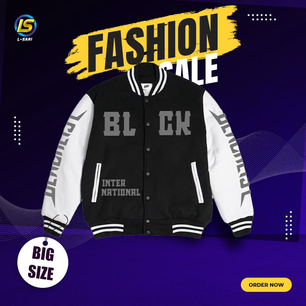Jaket Blacklist Internatioal Pria Wanita Varsity Blacklist Dewasa Jumbo Size XL XXL XXXL XXXXL XXXXX
