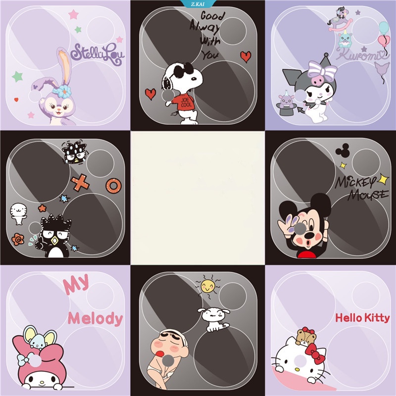 Sanrio Kartun Masker Belakang Full Transparan Kuromi My Melody HelloKitty Kawaii Phone Rear Mirror Sticker Untuk IPhone [ZK]