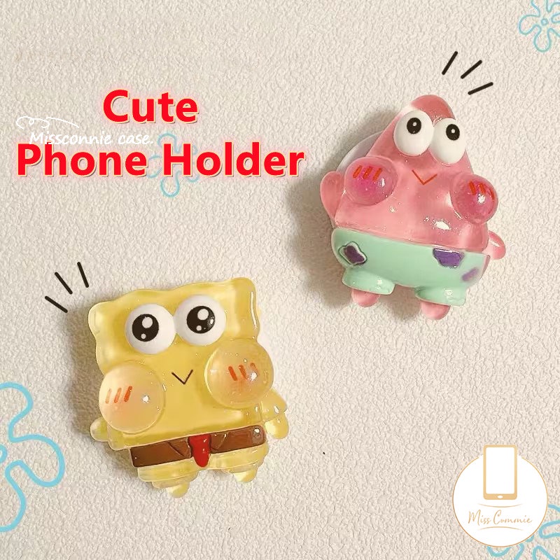 Kartun Lucu Strawberry Bear Manyo Bracket Phone Grip Holder Ring Universal Scalable Phone Stand Holder Korea Lovely Winnie The Pooh SpongeBob Patrick Star Melody Pochacco