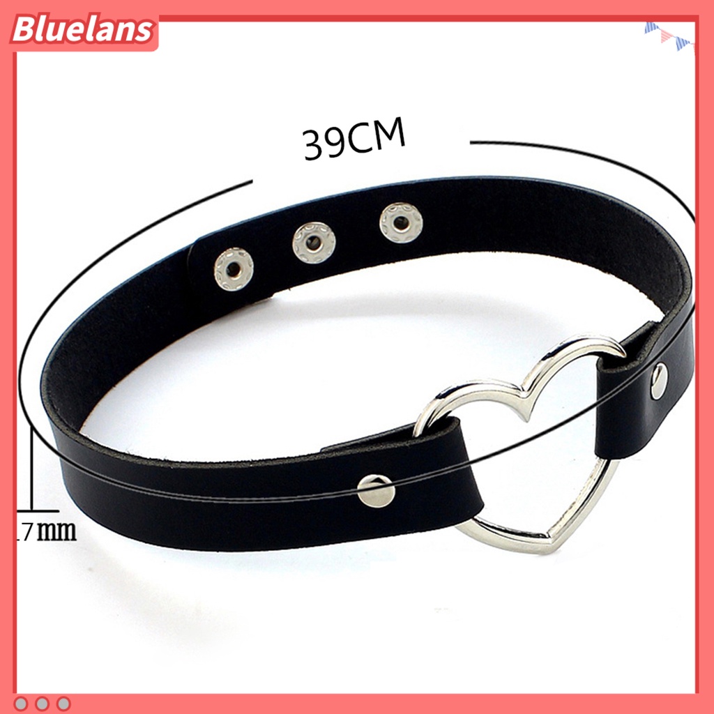 [BLS] Kalung Pendek Adjustable Gaya Punk Faux Leather Heart Unisex Collar Choker Untuk Pesta Bar